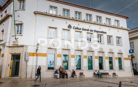 Facade of an agency of the Portuguese bank Caixa Geral de Depositos Stock Photos