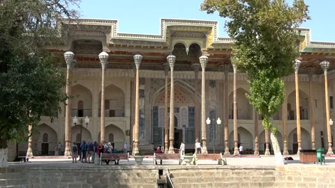 The facade of the ancient Bolo House mosque. Bukhara, Uzbekistan Video stock 264621977