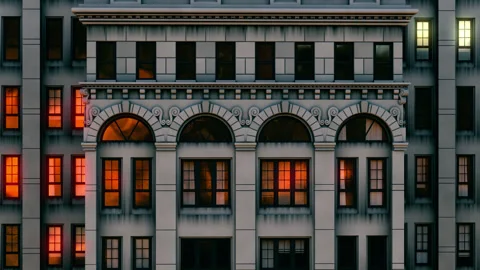 Facade of an apartment building. drone view of a facade of a tower Stock Footage 298062746