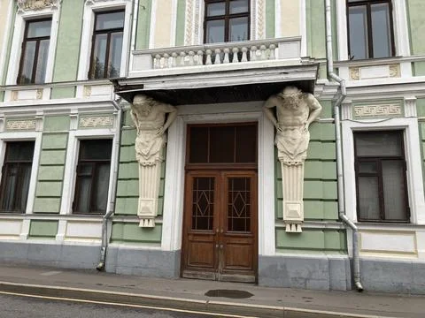 Facade of architectural building. Texture of external building with historical Stock Photos