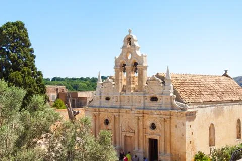 Facade of the Arkadi Monastery Stock Photos