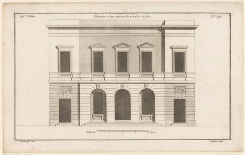 Facade with around arches; Elevation d Une Maison de 11 toises de face; Fa... Stock Photos