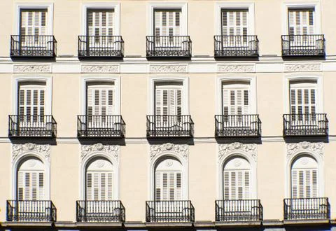 Facade with balconies in Madrid Fotos de archivo