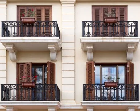 Facade with balconies Stock Photos