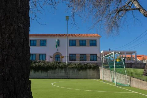 Facade of Basic School of Oliveira Santa Maria Stock Photos