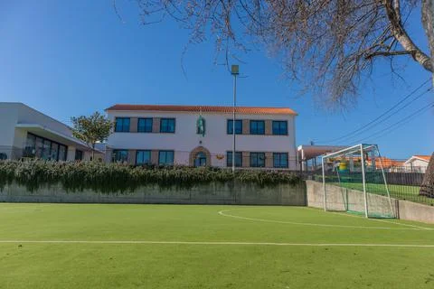 Facade of Basic School of Oliveira Santa Maria Stock Photos