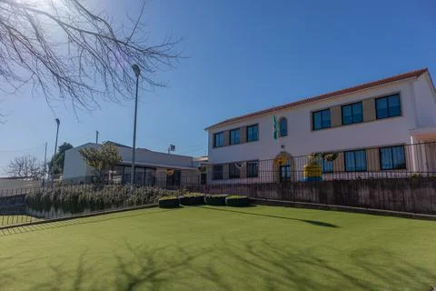 Facade of Basic School of Oliveira Santa Maria Stock Photos