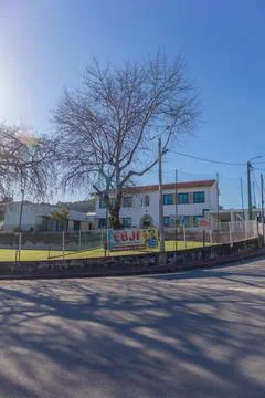 Facade of Basic School of Oliveira Santa Maria Stock Photos