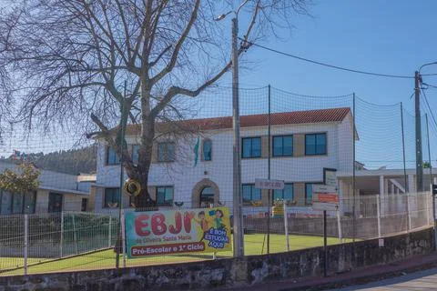 Facade of Basic School of Oliveira Santa Maria Stock Photos