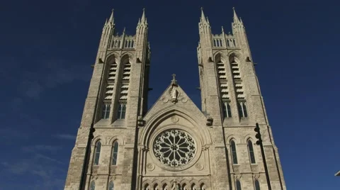 Facade of the basilica of our Lady Immaculata in Guelph, Ontario 動画素材 49690928