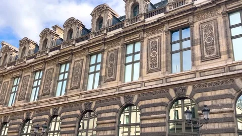 Facade of a beautiful historic building in the Second Empire style. Stock Footage 311936030