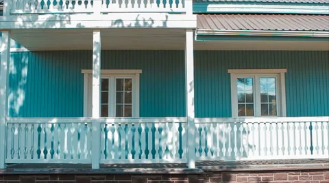 Facade of a Beautiful House With a Handrail Stock Footage 68690257