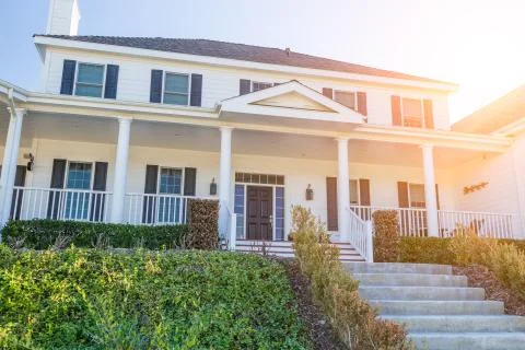 Facade of A Beautiful House. Stock Photos