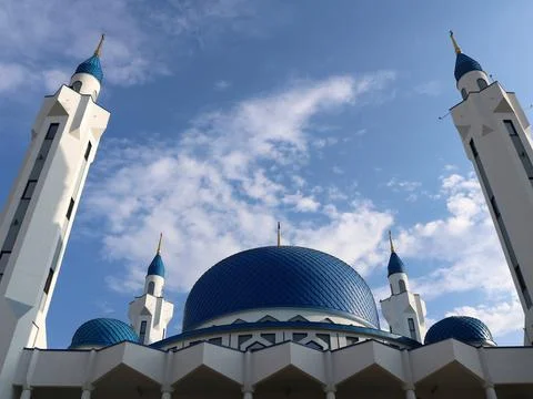 Facade of the big mosque bottom up view Stock Photos