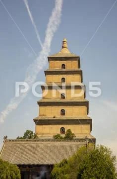 Facade of Big Wild Goose Pagoda, Xian, China Stock Photos