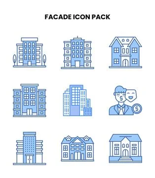 Facade Blue Scalable Icons Pack Stock Illustration