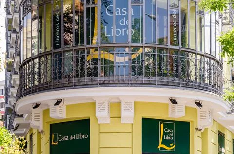 Facade of the bookstore "Casa del Libro" in Madrid Stock Photos