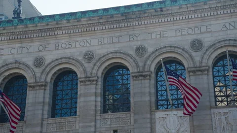 Facade Of The Boston Public Library, Copley Square, Boston, Massachusetts - Stock Footage 320398701