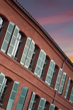 Facade of a brick house Stock Photos