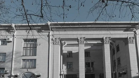 Facade of the building in the antique style Stock Footage 126220767