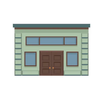 Facade of a building with a double-leaf door Ilustración de archivo