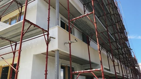 The facade of the building during the renovation Stock Footage 333724218