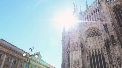 Facade building  Milan Cathedral  Nativity Virgin Mary in Italy Video stock 82852400