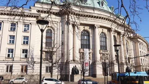 Facade of building of National Sofia St. Kliment Ohridski University Stock Footage 308195820