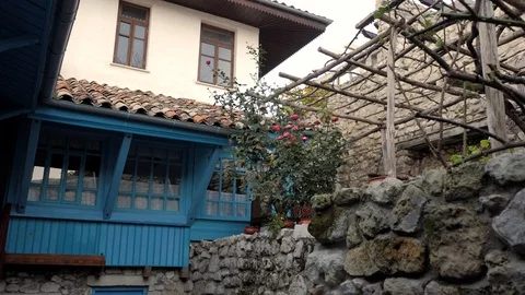 The facade of the building on the patio in Eastern style 스톡 동영상 125364277