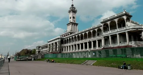 The facade of the building of the River station, reconstruction of the monument Stock Footage 65153336