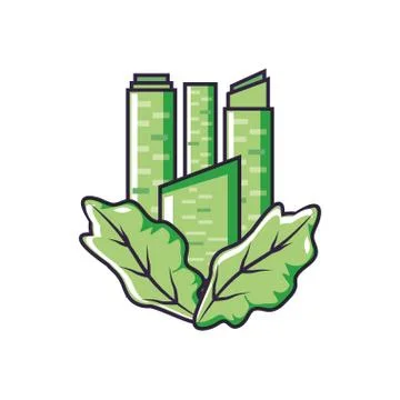 Facade building urban with leafs Ilustración de archivo