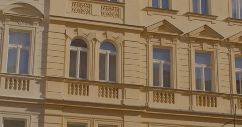 Facade of the building with windows old district city Making pattern on the wall Stock Footage 172273361