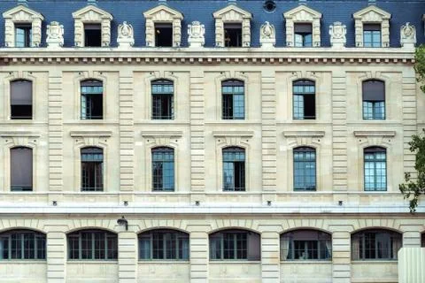 Facade of the building with windows. Stock Photos