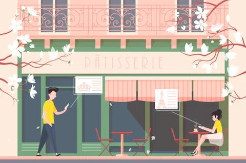 Facade of cafe or cafeteria Stock Illustration