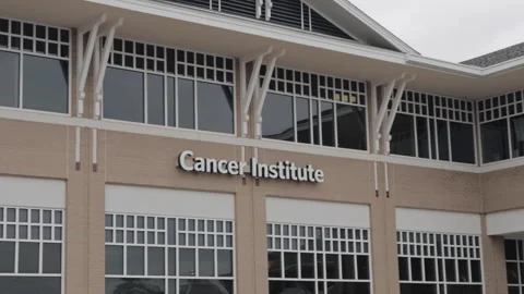 Facade of Cancer Centre Building in Evening Night Time. Cancer Centre Build.. Stock Footage 324764598