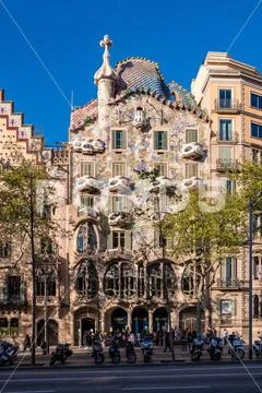 Facade of Casa Batllo, architectural work of Antoni Gaudi Barcelona ...