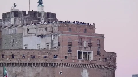 The facade of Castel Sant'Angelo in Rome Stock Footage 302221116