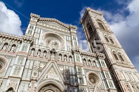 Facade of the cathedral in Florence, Italy Stock Photos