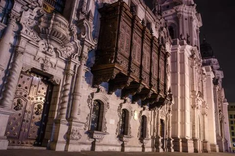 Facade of the Cathedral of Lima Stock Photos
