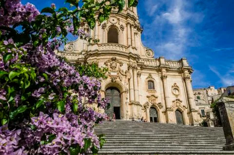 Facade of the cathedral of modica Stock Photos