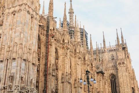 Facade of the Cathedral of the Nativity of the Blessed Virgin of Milan Stock Photos