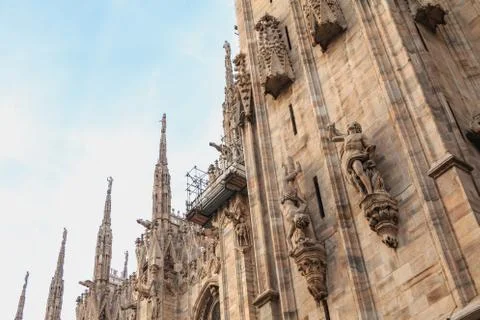 Facade of the Cathedral of the Nativity of the Blessed Virgin of Milan Stock Photos