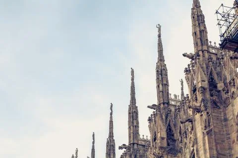 Facade of the Cathedral of the Nativity of the Blessed Virgin of Milan Stock Photos