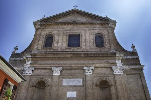 Facade of the Cathedral of Saint Cassian in Comacchio, Italy Stock Photos