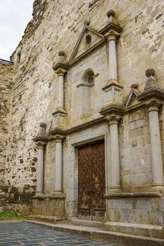Facade of a Catholic temple in Spain Stock Photos