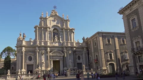 The facade of the church of San Francesco d'Assisi all'Immacolata. Catania Stock Footage 233464553