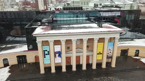 Facade of the cinema Pobeda Video stock 146455154