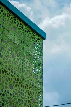 Facade cladding. perforated aluminum panels for facades Stock Photos