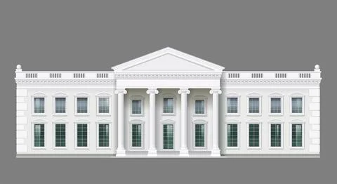 Facade of a classical palace white building Stock Illustration