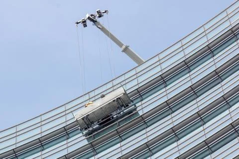 Facade cleaning elevator for big buildings Stock Photos